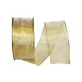 Reliant Ribbon Woven Mesh Shiny Value Wired Edge Ribbon Gold 2.5 in. x 50 yards 60238W-035-40K